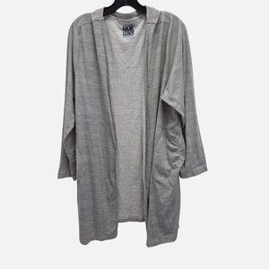 Muk Luks Women's TXL Heather Gray Open-Front Long Cardigan. 3303